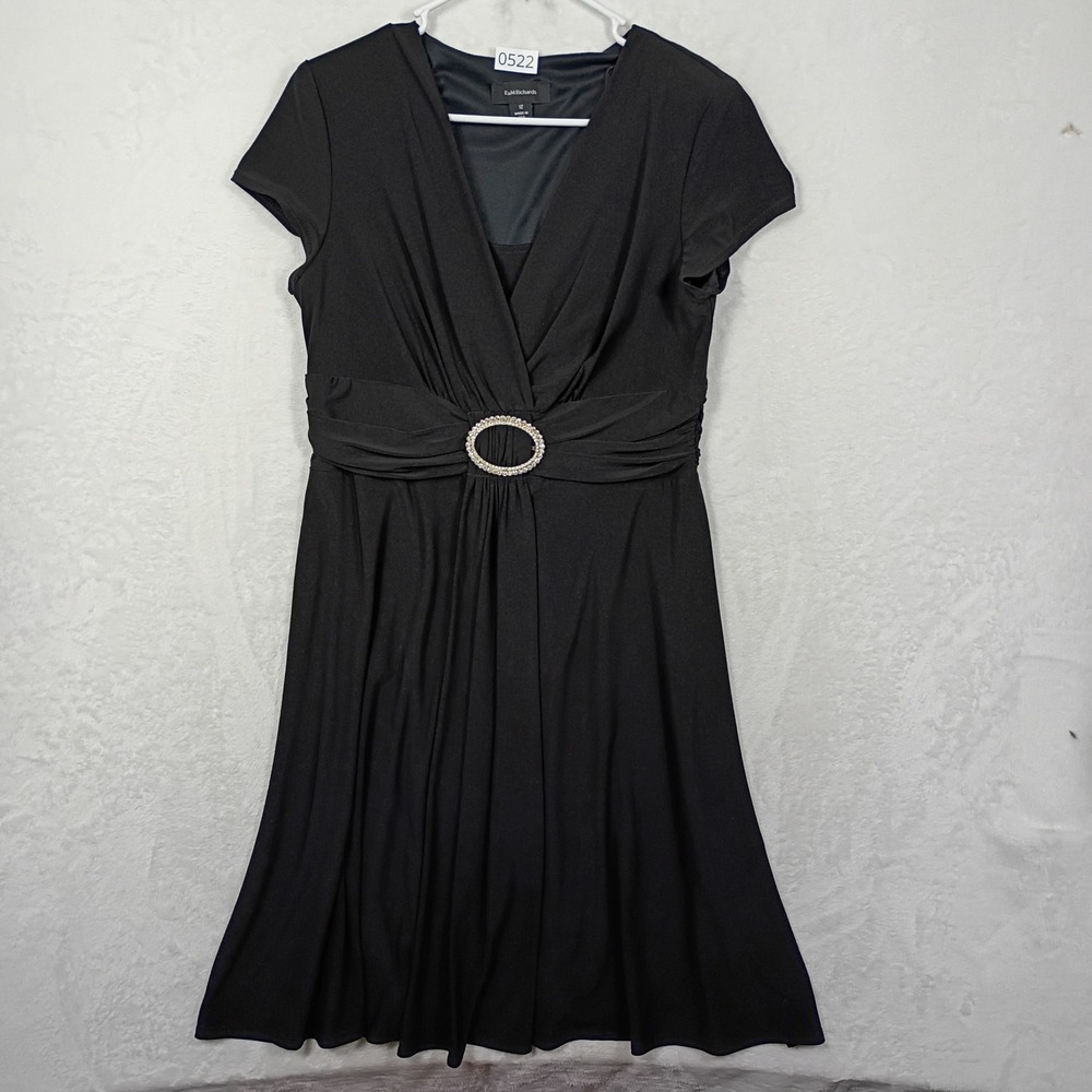 R&M Richards Black Midi Dress with Rhinestone Oval Buckle
